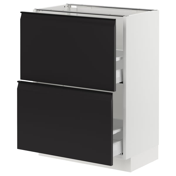 SEKTION / MAXIMERA Base cabinet with 2 drawers, white/Upplöv matt anthracite, 61x37x76 cm