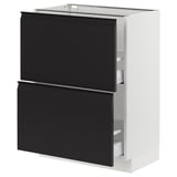 SEKTION / MAXIMERA Base cabinet with 2 drawers, white/Upplöv matt anthracite, 61x37x76 cm