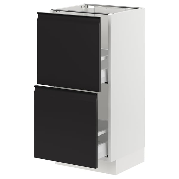 SEKTION / MAXIMERA Base cabinet with 2 drawers, white/Upplöv matt anthracite, 38x37x76 cm