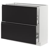 SEKTION / MAXIMERA Base cabinet with 2 drawers, white/Upplöv matt anthracite, 91x37x76 cm