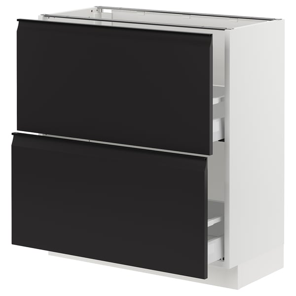 SEKTION / MAXIMERA Base cabinet with 2 drawers, white/Upplöv matt anthracite, 76x37x76 cm
