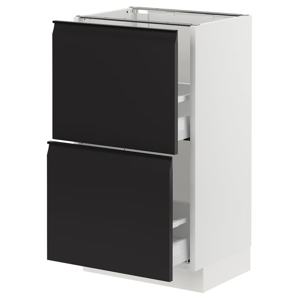 SEKTION / MAXIMERA Base cabinet with 2 drawers, white/Upplöv matt anthracite, 46x37x76 cm