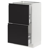 SEKTION / MAXIMERA Base cabinet with 2 drawers, white/Upplöv matt anthracite, 46x37x76 cm