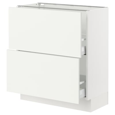 SEKTION / MAXIMERA Base cabinet with 2 drawers, white/Vallstena white, 76x37x76 cm
