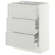 SEKTION / MAXIMERA Base cabinet with 3 drawers, white/Aspudden light grey, 61x37x76 cm