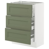 SEKTION / MAXIMERA Base cabinet with 3 drawers, white/Axstad grey-green, 61x37x76 cm