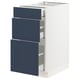 SEKTION / MAXIMERA Base cabinet with 3 drawers, white Axstad/matt blue, 38x61x76 cm