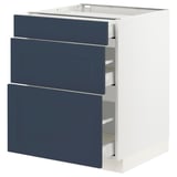 SEKTION / MAXIMERA Base cabinet with 3 drawers, white Axstad/matt blue, 61x61x76 cm