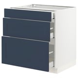 SEKTION / MAXIMERA Base cabinet with 3 drawers, white Axstad/matt blue, 76x61x76 cm