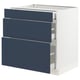 SEKTION / MAXIMERA Base cabinet with 3 drawers, white Axstad/matt blue, 76x61x76 cm
