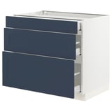 SEKTION / MAXIMERA Base cabinet with 3 drawers, white Axstad/matt blue, 91x61x76 cm