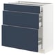 SEKTION / MAXIMERA Base cabinet with 3 drawers, white Axstad/matt blue, 76x37x76 cm