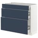 SEKTION / MAXIMERA Base cabinet with 3 drawers, white Axstad/matt blue, 91x37x76 cm