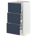 SEKTION / MAXIMERA Base cabinet with 3 drawers, white Axstad/matt blue, 38x37x76 cm