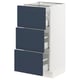 SEKTION / MAXIMERA Base cabinet with 3 drawers, white Axstad/matt blue, 38x37x76 cm