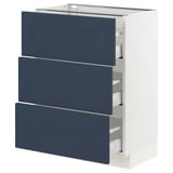 SEKTION / MAXIMERA Base cabinet with 3 drawers, white Axstad/matt blue, 61x37x76 cm