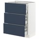 SEKTION / MAXIMERA Base cabinet with 3 drawers, white Axstad/matt blue, 61x37x76 cm