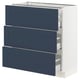 SEKTION / MAXIMERA Base cabinet with 3 drawers, white Axstad/matt blue, 76x37x76 cm