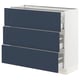 SEKTION / MAXIMERA Base cabinet with 3 drawers, white Axstad/matt blue, 91x37x76 cm