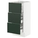 SEKTION / MAXIMERA Base cabinet with 3 drawers, white/Havstorp deep green, 38x37x76 cm