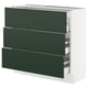 SEKTION / MAXIMERA Base cabinet with 3 drawers, white/Havstorp deep green, 91x37x76 cm
