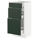 SEKTION / MAXIMERA Base cabinet with 3 drawers, white/Havstorp deep green, 38x37x76 cm
