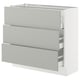 SEKTION / MAXIMERA Base cabinet with 3 drawers, white/Havstorp light grey, 91x37x76 cm
