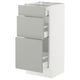SEKTION / MAXIMERA Base cabinet with 3 drawers, white/Havstorp light grey, 38x37x76 cm