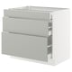 SEKTION / MAXIMERA Base cabinet with 3 drawers, white/Havstorp light grey, 91x61x76 cm