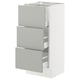 SEKTION / MAXIMERA Base cabinet with 3 drawers, white/Havstorp light grey, 38x37x76 cm