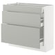 SEKTION / MAXIMERA Base cabinet with 3 drawers, white/Havstorp light grey, 91x37x76 cm