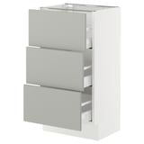 SEKTION / MAXIMERA Base cabinet with 3 drawers, white/Havstorp light grey, 46x37x76 cm
