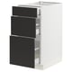 SEKTION / MAXIMERA Base cabinet with 3 drawers, white/Nickebo matt anthracite, 38x61x76 cm