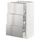 SEKTION / MAXIMERA Base cabinet with 3 drawers, white/Nogsta stainless steel, 46x37x76 cm