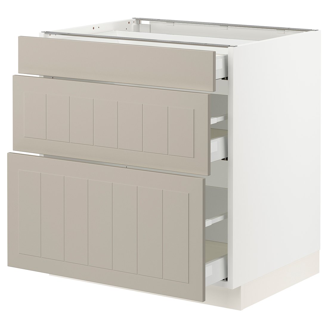 SEKTION / MAXIMERA base with 3 drawers, white/Stensund beige