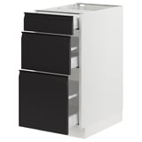 SEKTION / MAXIMERA Base cabinet with 3 drawers, white/Upplöv matt anthracite, 38x61x76 cm