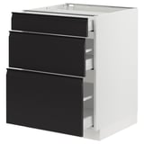SEKTION / MAXIMERA Base cabinet with 3 drawers, white/Upplöv matt anthracite, 61x61x76 cm