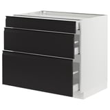 SEKTION / MAXIMERA Base cabinet with 3 drawers, white/Upplöv matt anthracite, 91x61x76 cm