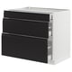 SEKTION / MAXIMERA Base cabinet with 3 drawers, white/Upplöv matt anthracite, 91x61x76 cm