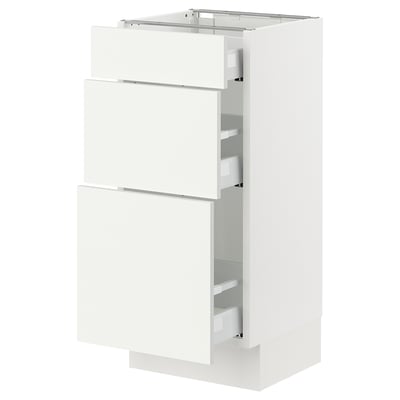 SEKTION / MAXIMERA Base cabinet with 3 drawers, white/Vallstena white, 38x37x76 cm