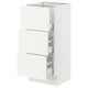 SEKTION / MAXIMERA Base cabinet with 3 drawers, white/Vallstena white, 38x37x76 cm