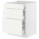 SEKTION / MAXIMERA Base cabinet with 3 drawers, white/Vallstena white, 61x61x76 cm