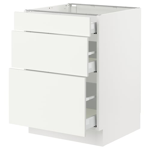 White SEKTION kitchen cabinet with multiple drawers.