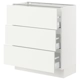 SEKTION / MAXIMERA Base cabinet with 3 drawers, white/Vallstena white, 76x37x76 cm