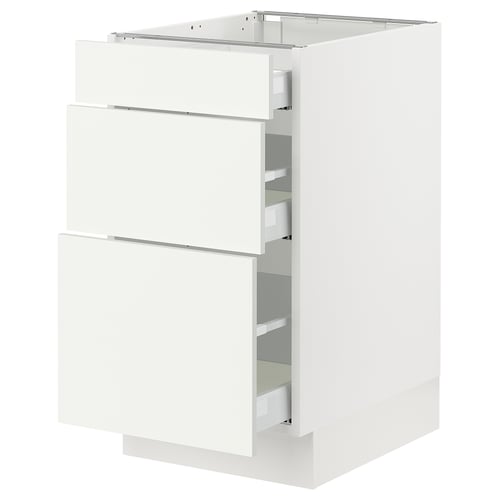 SEKTION white kitchen cabinet, sleek modern design with three drawers.