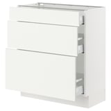 SEKTION / MAXIMERA Base cabinet with 3 drawers, white/Vallstena white, 76x37x76 cm