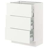 SEKTION / MAXIMERA Base cabinet with 3 drawers, white/Vallstena white, 61x37x76 cm