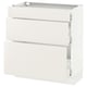 White SEKTION kitchen base cabinet with 3 drawers, modern design, metal runners.