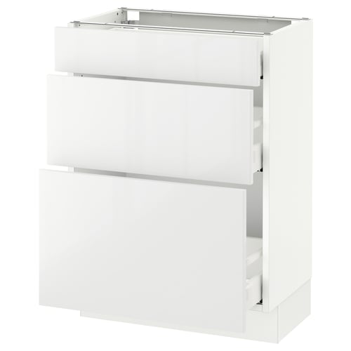 SEKTION white high-gloss kitchen cabinet with sleek, modern design and smooth-running drawers.