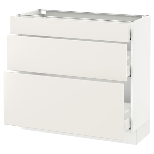 SEKTION white kitchen cabinet, sleek modern design, three drawers.